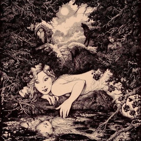 Aliza Em on Instagram: “Still waters deep roots #vaniazouravliov #art #illustration #drawing #contemporaryart #newcontemporary #darkart #dark #stillwaters…” Vania Zouravliov, Interesting Drawings, Different Kinds Of Art, Gustave Dore, Brand Ideas, Female Art Painting, Painted Pony, Fairy Book, Soul Art