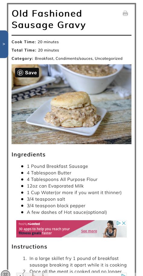 Evaporated Milk Recipes, Best Biscuits And Gravy, Sausage Gravy Recipe, Sausage Biscuits, Copykat Recipes, Gravy Recipe, Fast Easy Meals, Sausage Gravy, Biscuits And Gravy