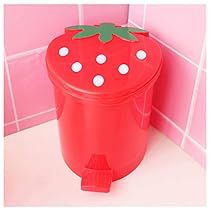 Strawberry Bathroom, Cute Trash Can, Bedroom Trash Can, Garbage Storage, Trash Can With Lid, Bathroom Trash Can, Kawaii Room Decor, Trash Can For Car, Bathroom Red