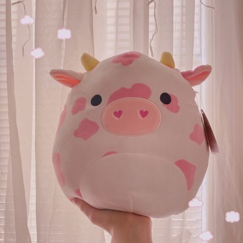 Aesthetic Squishmallow, Pink Stuffed Animals, Cute Squishies, Pink Cow, Cute Bedroom Decor, Kawaii Plushies, Cute Pillows, Birthday Wishlist, Cute Stuffed Animals