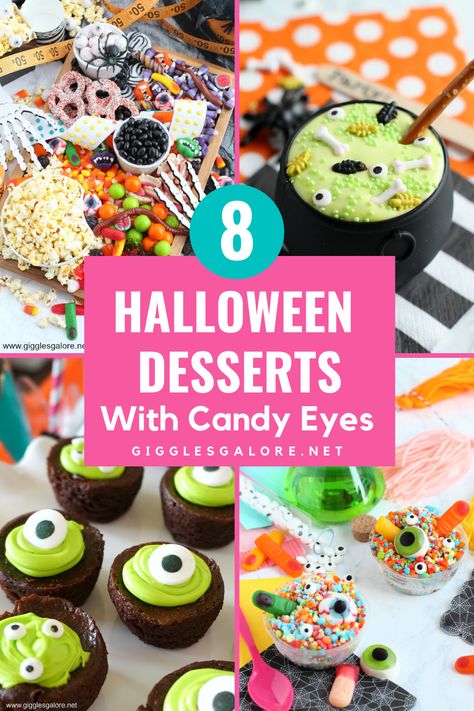 Halloween Treats With Candy Eyes, Halloween Desserts With Eyes, Eyeball Sprinkles, Candy Spiders, Monster Brownies, Easy Halloween Desserts, Halloween Themed Desserts, Halloween Deserts, Halloween Brownies