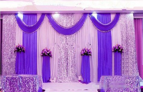 Romantic Purple And White Wedding Backdrop\Wedding Decoration\Wedding Curtain For Wedding 3m By 6m 2m By 2m Turquoise Wedding Decorations Vintage Wedding Decoration Ideas From Lynnchow, $221.29| DHgate.Com Swag Party, Party Curtain, Wedding Stage Backdrop, Sequin Backdrop, Curtain Backdrops, Stage Backdrop, Venue Decorations, Event Backdrop, Sequin Wedding