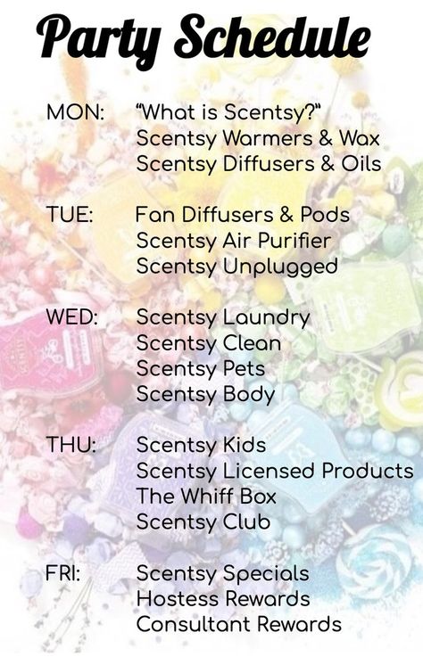 Scentsy Hostess Rewards, Scentsy Launch Party, Scentsy Consultant Marketing, Scentsy Hostess, Scentsy Hacks, Scentsy Sample Ideas, Party Schedule, Scentsy Party Games, Scentsy Pictures