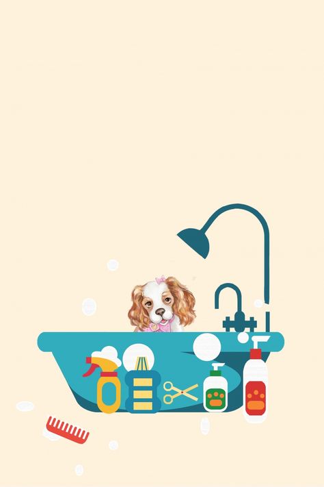 Mascota Perro Baño Dibujado A Mano Bath Wallpaper, Promotion Background, Pet Grooming Business, Dog Grooming Styles, Dog Grooming Shop, Dog Grooming Salons, Crochet Dog Patterns, Teddy Dog, Dog Icon