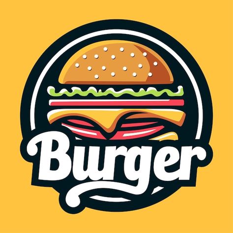 Burger Logo Design Creative, Burger Logo, Burger Restaurant, Design Restaurant, Bar Design Restaurant, Circle Logos, Art Drawings Sketches Creative, Flat Style, Logo Design Creative