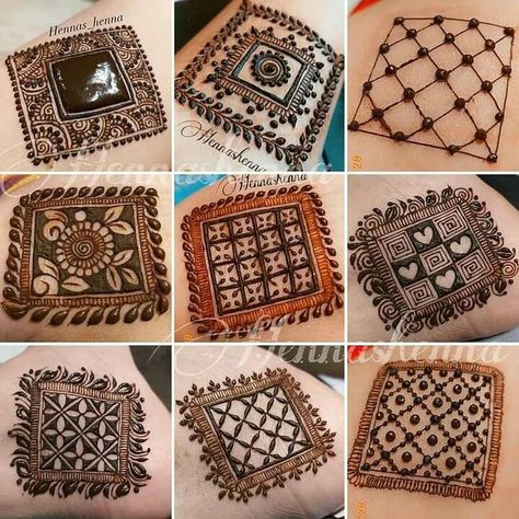 Mehandi Box Designs, Round Patch Mehendi Designs, Patch Henna Design, Box Mehendi Designs, Box Mehndi Designs, Chex Mehndi Design, Mehandi Practice, Beautiful Simple Mehndi Design, Legs Mehndi Design