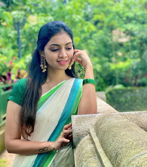 Kerala Trip, Kerala Saree, Set Saree, Saree Models, Indian Designer Wear, Beautiful Smile Women, Half Saree, Beautiful Smile, Jewellery Collection