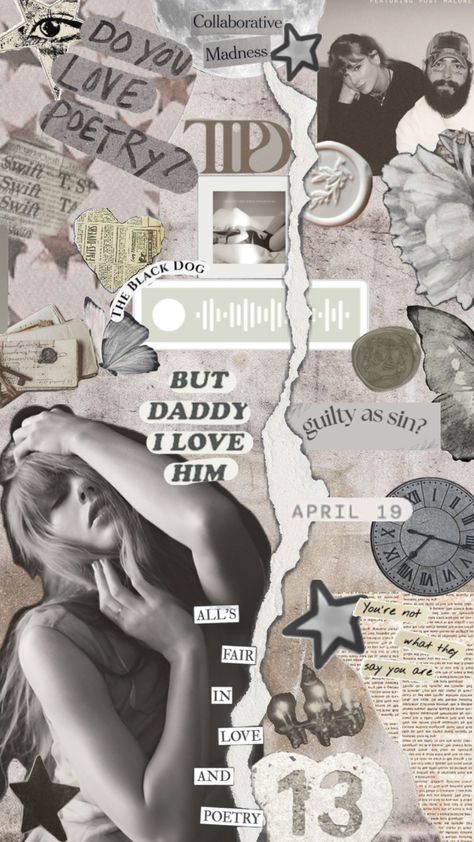 #taylorswift #thetorcheredpoetsdepartment #ttpd #gray #aestethic #collages #poets Taylor Swift Eras Tour Collage, Ttpd Aestethic Wallpaper, Folkmore Aesthetic, Ttpd Aesthetic, Swift Party, Swift Outfits, Taylor Swift Party, Taylor Swift Fan Club, Swift Lyrics