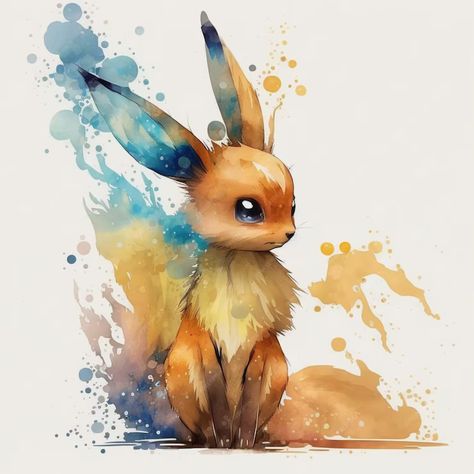 Premium Photo | Pokemon watercolor painting of a cute little animal with blue eyes generative ai Pokemon Illustration, Pokemon Watercolor, Pokemon Z, Pokemon Painting, Cute Little Animals, Blue Eyes, Watercolor Paintings, Pokemon, Blue