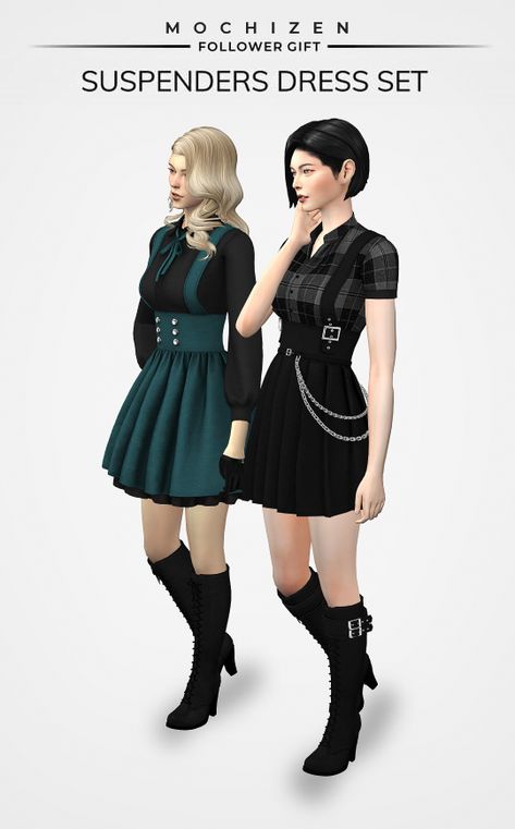 Sims 4 Cc Goth, Suspenders Dress, E Girl Clothes, Sims4 Clothes, Sims 4 Collections, Sims Hair, Sims 4 Cas, Sims 4 Game, Sims 4 Cc Finds