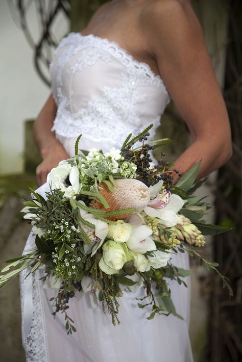 Banksia Wedding Bouquet | Credit: Mooi Photography Banksia Wedding Bouquet, Banksia Bouquet, Elegant Halloween Wedding, Married Photography, Haunted Garden, Native Wedding, Protea Wedding, Elegant Halloween, Ethereal Wedding