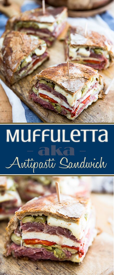 Pressed Sandwiches, Muffuletta Sandwich, Genoa Salami, Kitchen Wrap, Sweet Peppers, Brunch Buffet, Evil Twin, Burgers Sandwiches, Artichoke Hearts