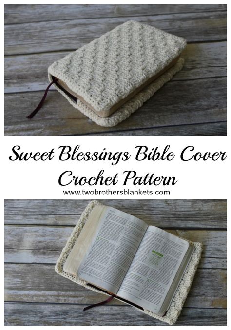 Crochet Pattern- Sweet Blessings Bible Crochet- Bible Cover Crochet Pattern- Two Brothers Blankets #crochet #crochetpatterns #bible #bookcover #yarn #yarnlove Crochet Book Cover Bible, Crochet Bible Case Free Pattern, Crochet Books Free Download, Crocheted Bible Covers, Crochet Journal Cover Free Pattern, Sewn Bible Cover, Bible Crochet Patterns, Cross Stitch Book Cover, Free Crochet Book Cover Patterns