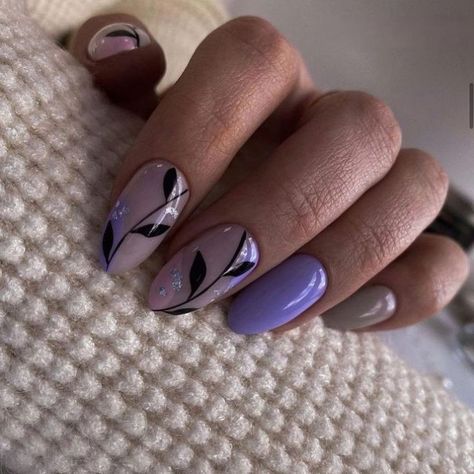 21 Stunning Purple Fall Nails 2024: Designs, Acrylic, Short, Almond, Coffin Ideas" Lavender And Black Nails, Nails Acrylic Styles, Purple Fall Nails, Fall Nails Almond, Essie Lilacism, Fall Nails Short, Black Nails Short, Fall Nails Design, Fall Nails Acrylic