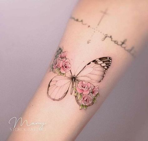 Memorial Tattoos Mom, A Butterfly Tattoo, Rose And Butterfly Tattoo, Unique Butterfly Tattoos, Butterfly Tattoo Meaning, Favorite Tattoos, Tattoos Infinity, Small Butterfly Tattoo, Butterfly Tattoos For Women