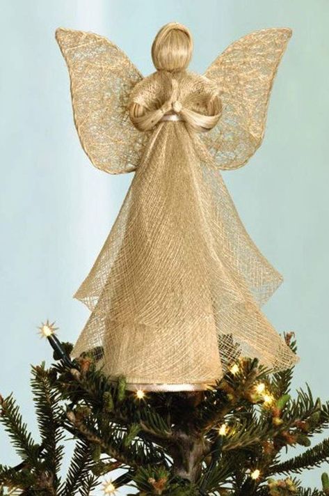 Heavenly Abaca Angel Christmas Tree Topper Christmas In Heaven Diy, Christmas Tree Toppers Unique, Christmas Toppers, Christmas Tree Toppers Ideas, Tree Toppers Ideas, Diy Tree Topper, Diy Christmas Tree Topper, Christmas Tree Angel, Diy Angels