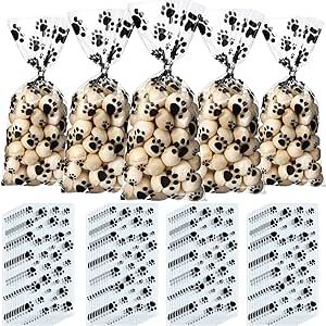 PerKoop 500 Pieces Pet Paw Pattern Cone Cellophane Bags Paw Pattern Gift Bags Heat Sealable Candy Bags Dog Cat Treat Bags with 500 Pieces Silver Twist Ties for PET Party Favors Dog Party Favors, Puppy Paw Prints, Pet Treat, Pet Paw Print, Dog Birthday Party, Cookie Bags, Snacks Für Party, Dog Party, Candy Party