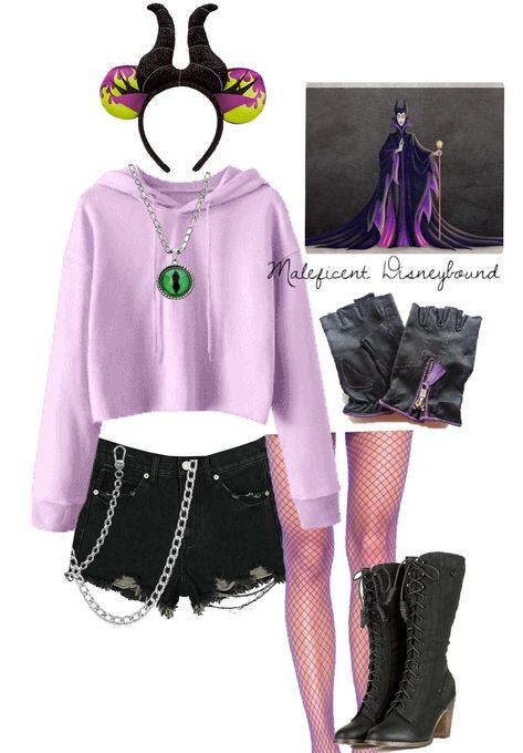 Maleficent Disneybound Inspired Outfits, Mal Disneybound, Disney Villain Bounding, Maleficent Inspired Outfits, Maleficent Outfit Ideas, Aurora Disneybound, Maleficent Disneybound, Disney Bound Outfits Villians, Disneybound Outfits Casual