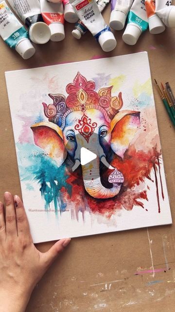 Ganesha Canvas Painting Acrylics, Ganpati Drawing Ganesha Painting, Ganpati Drawing, Ganesha Drawing, Ganesh Art Paintings, Ganesh Art, Wall Murals Painted, Ganesha Painting, Ganesha Art