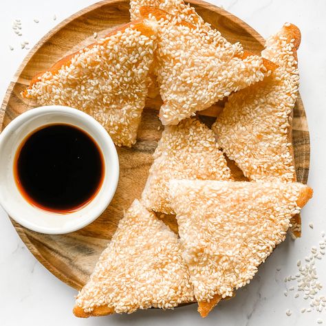 Sesame Prawn Toast Recipe, Prawn Sesame Toast, Sesame Toast, Prawn Toast Recipe, Party Canapes, Prawn Toast, Shrimp Toast, Asian Noodle Recipes, Prawn Recipes