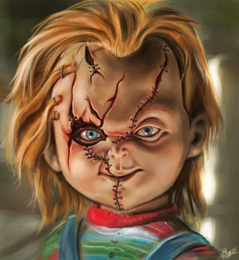 Chucky Child's play by Bing-Ratnapala Chucky Face, Chucky Drawing, Chucky Tattoo, Painting In Photoshop, Chucky Movies, Practice Painting, Horror Movie Tattoos, Horror Drawing, Childs Play Chucky