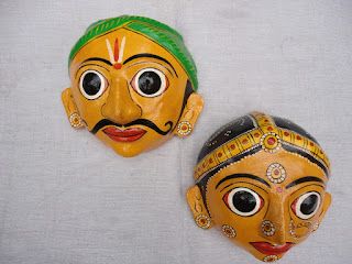 Cheriyal Mask, Wallputty Crafts, Paper Mache Face, Mask Craft, Indian Lifestyle, Applique Wall Hanging, Speculative Design, Ceramic Mask, Indian Colours