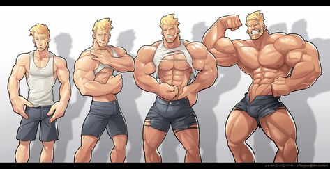 Muscle Growth | Bara | Know Your Meme Kiawe Pokemon, Best Bodybuilder, Muscular Development, Workout Chart, Cartoon Man, Big Muscles, Muscle Growth, Gay Art, Male Art