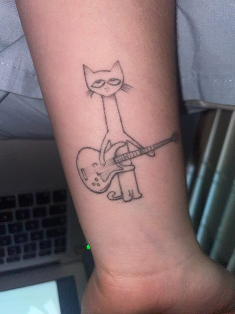 Pete The Cat Tattoo, Easy Stick N Poke Ideas, Blown Out Tattoo, Whimsical Tattoos, Stick Poke Tattoo, Cat Tatto, Skin Drawing, Stick N Poke, Sick Tattoo