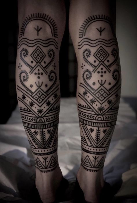 Thick Ornamental Tattoo, Druid Tattoo, Back Of Leg Tattoos, Berber Tattoo, Ethnic Tattoo, Indian Tattoos, Henne Tattoo, Tattoo Sleeve Filler, Blue Rose Tattoos