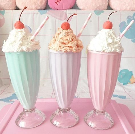 Pastel Kawaii Food! Milkshake! www.CuteVintageToys.com  Hundreds Of  Vintage Toys From The 80s & 90s! Follow Me & Use The Coupon Code PINTEREST For 10% Off Your ENTIRE Order!  Dozens of G1 My Little Ponies, Polly Pockets, Popples, Strawberry Shortcake, Care Bears, Rainbow Brite, Moondreamers, Keypers, Disney, Fisher Price, MOTU, She-Ra Cabbage Patch Kids, Dolls, Blues Clus, Barney, Teletubbies, ET, Barbie, Sanrio, Muppets, Sesame Street, & Fairy Kei Cuteness! Pastel Treats, Aesthetic Candy, Bakery Decor, Hijau Mint, Kawaii Diy, American Graffiti, Kawaii Plushies, Rose Pastel, Aesthetic Pastel