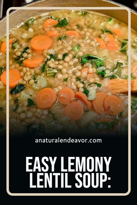 Lemony Lentil Soup, Lentil Soup Recipe, Dried Lentils, Brown Lentils, Lentil Soup Recipes, Lemon Salt, By The Fireplace, Green Lentils, Chopped Spinach