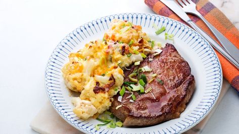 700+ Low-Carb Recipes - Delicious, Easy Meals at Any Time - Diet Doctor Pork Chop Recipes Easy, Keto Pork Chop Recipes, Pork Shoulder Steak Recipes, Shoulder Steak Recipes, Cheesy Cauliflower Recipes, Diet Doctor Recipes, Low Carb Pork Chops, Cauliflower Au Gratin, Keto Pork Chops