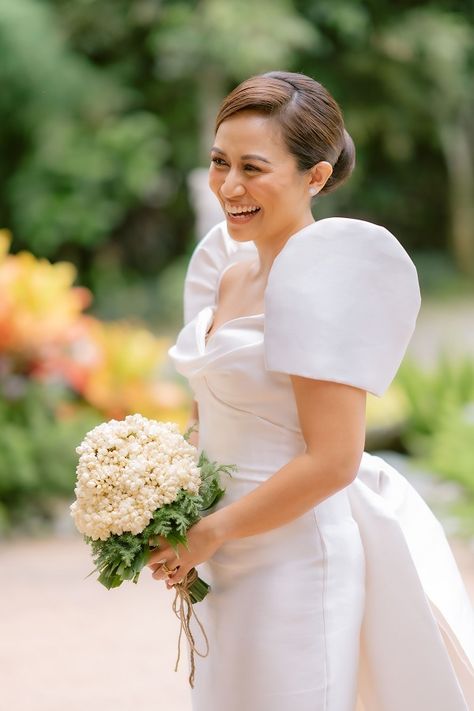 Sampaguita Wedding Bouquet, Sampaguita Bouquet, Bolero Filipiniana, Barong Wedding, Filipiniana Wedding Dress, Wedding Motif, Modern Filipiniana Dress, Filipiniana Wedding, Wedding Theme Color Schemes