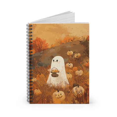 Harvest Halloween Pumpkin Ghost Spiral Notebook, Journal, Diary, Planner Halloween Notebook, Diary Planner, Pumpkin Ghost, 10 Picture, Notebook Journal, Journal Diary, Purchase History, Halloween Pumpkin, Spiral Notebook