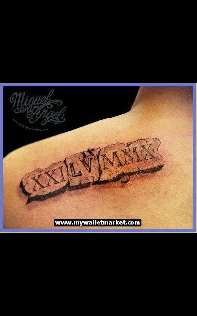 Broken rock Stone Lettering Tattoo, Date Tattoo Ideas For Men, Roman Numeral Tattoo Men, Text Tattoo Design, Tattoo Stone, Roman Numbers Tattoo, Numerals Tattoo, Datum Tattoo, Arm Tattoos For Guys Forearm