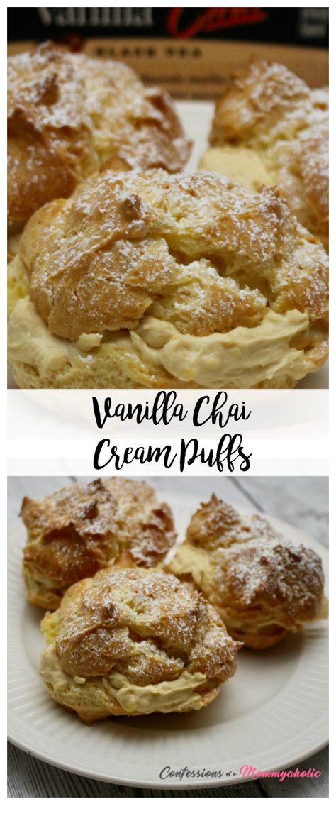 Vanilla Chai Cream Puffs Hero Shot Cream Puffs Recipe, Healthy Breads, Hot Fudge Cake, Easy Party Desserts, Hot Chocolate Fudge, Cream Puff Recipe, Party Food Dessert, Single Serve Desserts, Trifle Desserts