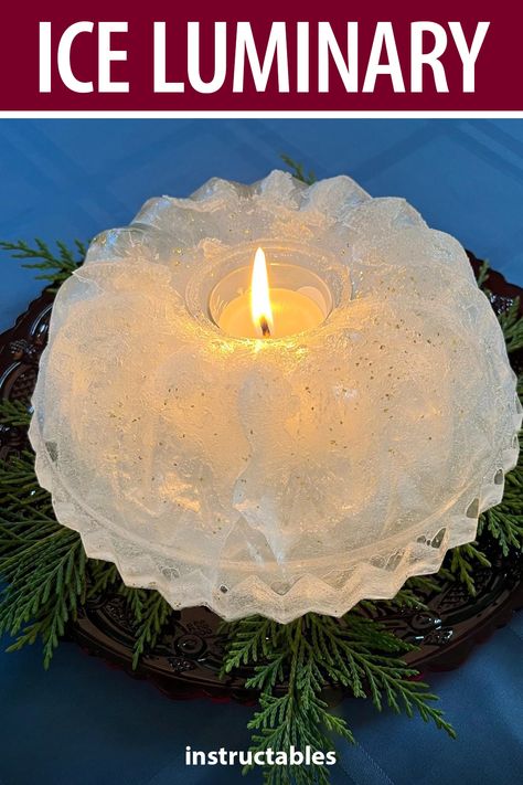 Ice Lights Outdoor, Ice Decorations Winter, Christmas Luminaries, Ice Decorations, Ice Luminaries Diy, How To Make Ice Candles, Ice Luminaries, Ice Candles, Ice Wreath