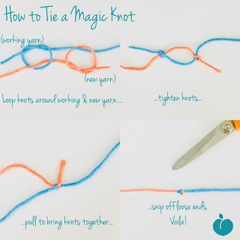 How to Tie a Magic Knot Crochet Tricks, Joining Yarn, Magic Knot, Loop Knot, Super Cool Stuff, Crochet Hack, Knots Tutorial, Crochet Tips, Knitting Instructions