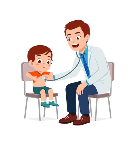 Check Up Doctor, Illustration Bebe, Children Doctor, Doctor Pediatrician, Doctor Vector, Children Health, Doctor For Kids, Sick Boy, Child Health