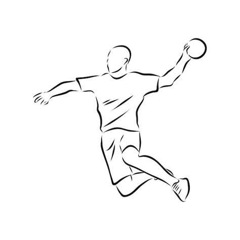 Dodgeball Drawing, Hand Ball Sport, Handball Drawing, Handball Tattoo, Handball Illustration, Handball Logo, Sports Illustrations Art, Women's Handball, Sport Tattoos