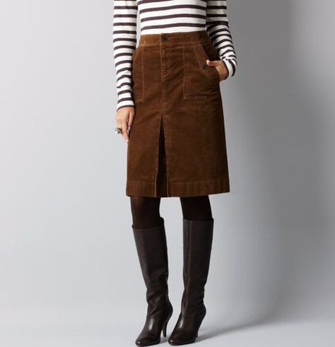 Corduroy skirt Brown Corduroy Skirt Outfit, Cord Skirt Outfit, Cordoroy Skirt, Corduroy Skirt Outfit, Brown Corduroy Skirt, Outfit Botas, Cord Skirt, Boating Outfit, Brown Skirt