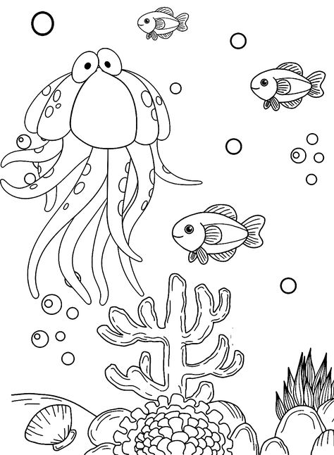 Jellyfish For Kids, Jellyfish Coloring Page, Jellyfish Coloring, Printable Coloring Sheets, Free Printable Coloring, Free Printable Coloring Pages, Coloring Sheets, Printable Coloring Pages, Printable Coloring