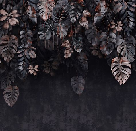 Gold Pattern Wallpaper, Black Pattern Wallpaper, Pink Pattern Wallpaper, Grey Pattern Wallpaper, Paper Leaves, Tropical Leaf, Planner Ideas, Pink Walls, Gold Pattern