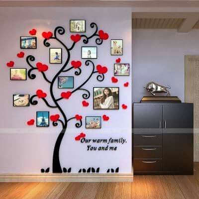 Family Tree Photo Frame, Photo Frame Tree, Family Tree Photo, Cheap Canvas, Acrylic Decoration, Decorating House, Diy Wall Decals, Paintings Pictures, Picture Tree