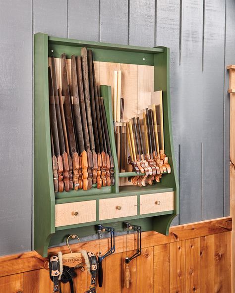 DIY hand saw storage. Storage For Hand Saws, Wood Shop Ideas Workshop, Hand Saw Storage, Woodshop Storage, Hand Tool Storage, Storage For Long Handled Tools, Hand Plane Storage, Woodworking Tool Cabinet Woodcraft, Homemade Toolbox Wood