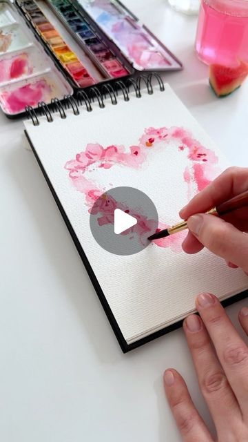 Anna Koliadych on Instagram: "Cherry Blossom Heart in Watercolor 🌸🌸🌸
fun and easy way to create a Valentine’s Day card 🎨 #watercolor #watercolorvideos #watercolortutorial #valentinesday #craft" Valentine’s Watercolor Card, Simple Watercolor Valentine Card, Watercolor Hearts Painting, Diy Watercolor Greeting Cards, Watercolor Valentine Cards For Kids, Watercolor Hearts Valentines Day, Watercolor Valentine Cards Ideas, Watercolor Valentine’s Day Card, Valentine Watercolor Cards Watercolour