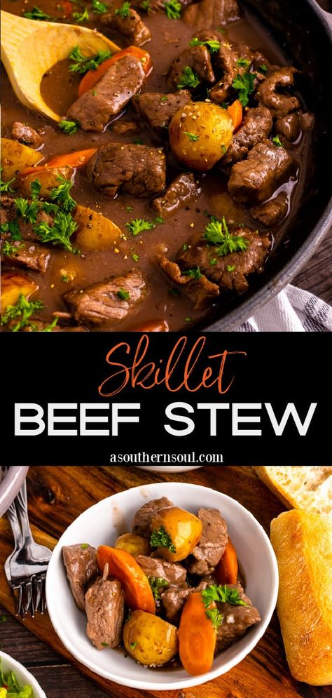 Beef Shank Stew Recipe, Skillet Beef Stew, Beef Shank Stew, Farmhouse Cooking, Soul Recipes, Traditional Beef Stew, Beef Vegetable Stew, Food Dinners, Hearty Beef Stew