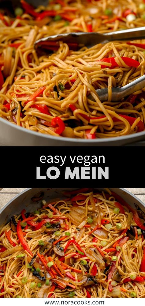 Vegan Lo Mein Vegan Noodle Sauce, Vegan Lo Mein Recipe, Homemade Lo Mein, Lo Main, Vegan Lo Mein, Lo Mein Sauce, Nora Cooks, Witch's Kitchen, Lo Mein Recipe