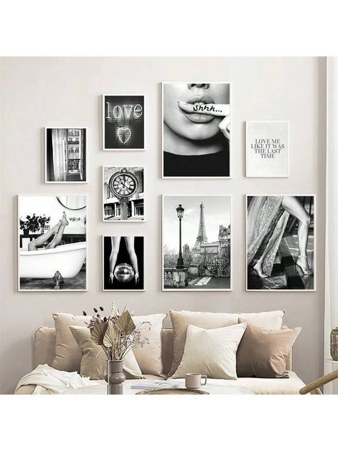 Canvas Painting Modern Trendy Europe Paris City Towel Love Sexy Lady Black And White Style Scenery Pattern Posters For Home Decor Living Room Bedroom Dormitory Backdrop Wall Art Design Picture Funky Gifts Frameless MLZH717 (without Frame) Modern   Non-woven Fabric Figure,Graphic,Letter    Home Decor, size features are:Bust: ,Length: ,Sleeve Length: Minimalist Poster Design, Every Aesthetic, Tender Love, Scandinavian Wall Art, Scandinavian Wall, Girl Bedroom Decor, Travel Wall Art, Black And White Prints, Home Decor Paintings