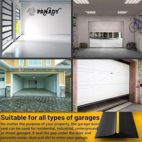 20ft Garage Door Seal - Garage Door Bottom Seal - Garage Door Weather Stripping - PVC Rubber - Garage Door Threshold Seal - Safe & Visible Garage Door Threshold - Antislip Design - Excellent Adhesion - Amazon.com Garage Door Weather Stripping, Garage Door Threshold Seal, Garage Door Bottom Seal, Garage Door Threshold, Garage Door Seal, Door Bottom Seal, Door Thresholds, Door Weather Stripping, Door Seal